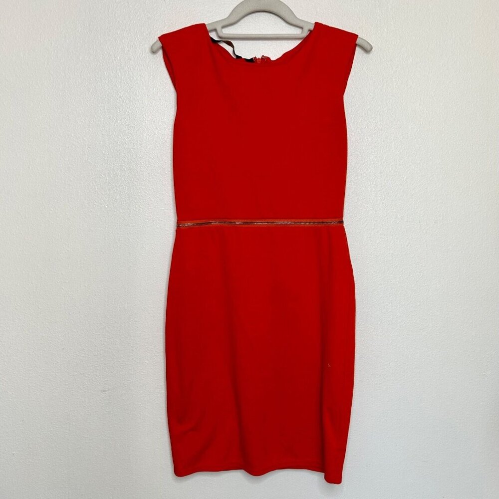 Kardashian Kollection Orange Back Cutout Zipper Waist Mini Body Con Dress Size S